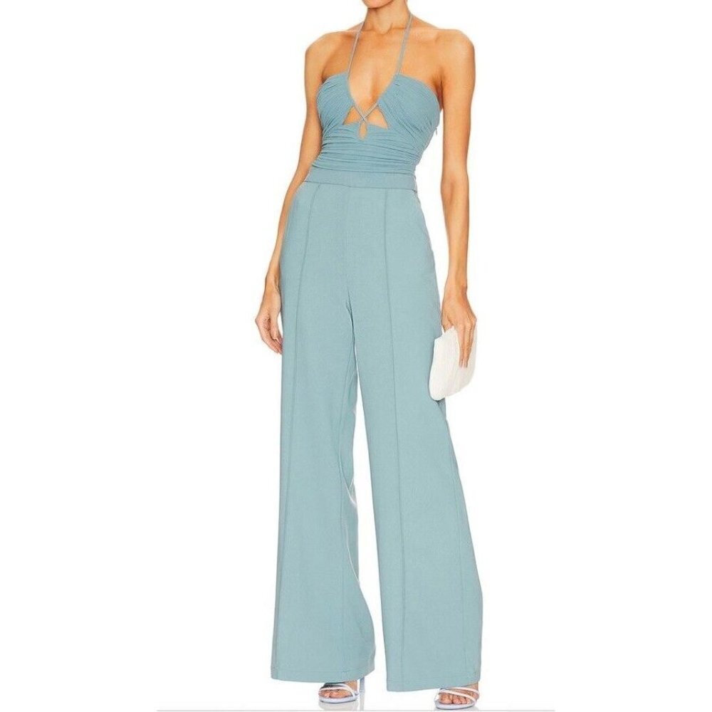 Jonathan Simkhai Sz 4 Jumpsuit Celeste Blue Designer Luxury Retro Formal